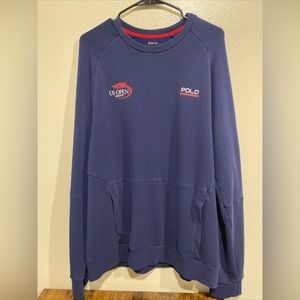 Polo Ralph Lauren Sweatshirt Mens L Blue US Open 2017 Performance Tennis Pockets